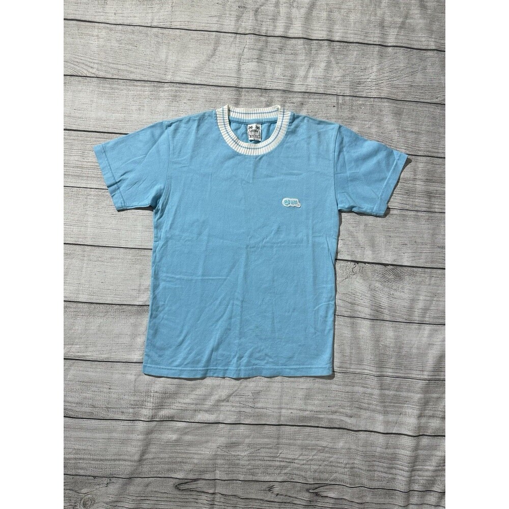 Rare Y2K Alba Rosa for Kids Baby Blue T-shirt with Hibiscus Logo M 15” X 25” VTG
